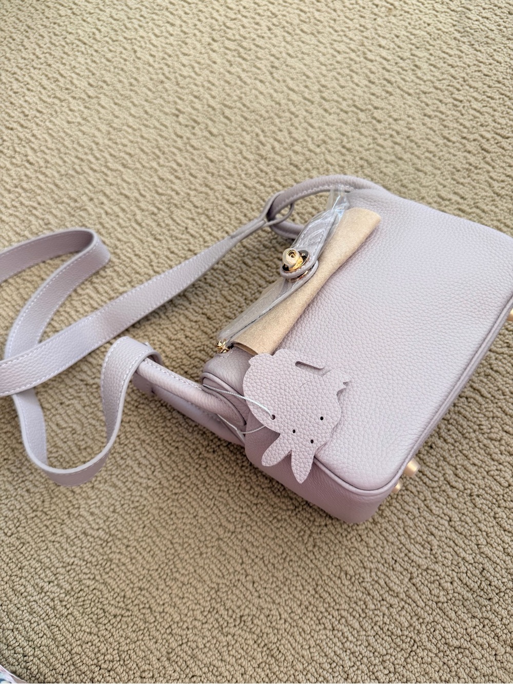 Leather Crossbody Shoulder Bag in Light purple